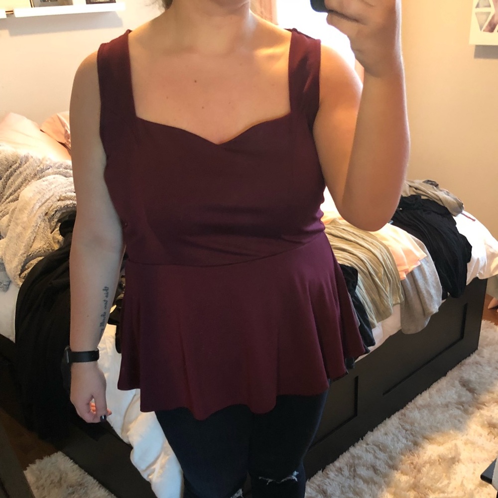 Maroon peplum top